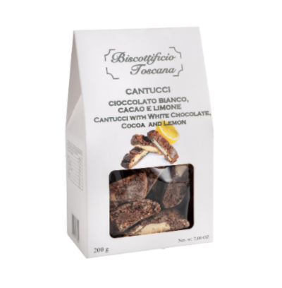 Cantucci al cioccolato bianco, cacao e limone – Antico Forno Santi – Sacchetto 200 g