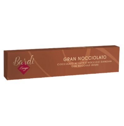 Gran Nocciolato – Cioccolato al latte e alle nocciole gianduia con nocciole intere – Bardi-Longo – Astuccio 250 g